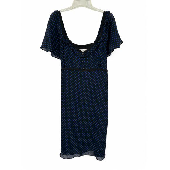 Alice Temperley for Target GO Dress Black Blue Polka Dot Flutter Sleeve Sz 15 - Picture 7 of 9